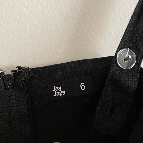 Jay Jays Women Size 6 Black Linen Blend V-Neck Sleeveless Casual Mini Sundress - Picture 4 of 8